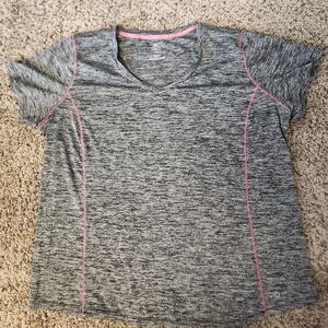 RBX Heathered Gray T-Shirt with Pink Trim